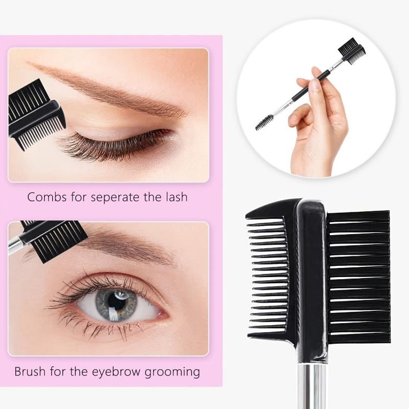 Eyelash Curler and Eyebrow Brush Kit for Women with Silicone Refills Pads
