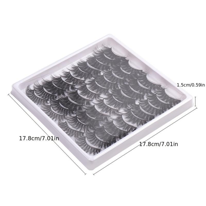 20 Pairs False Eyelashes Thick Natural Reusable