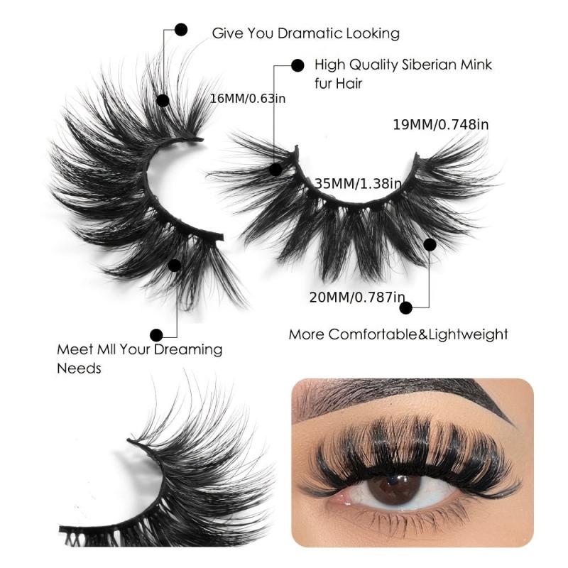 20 Pairs False Eyelashes Thick Natural Reusable