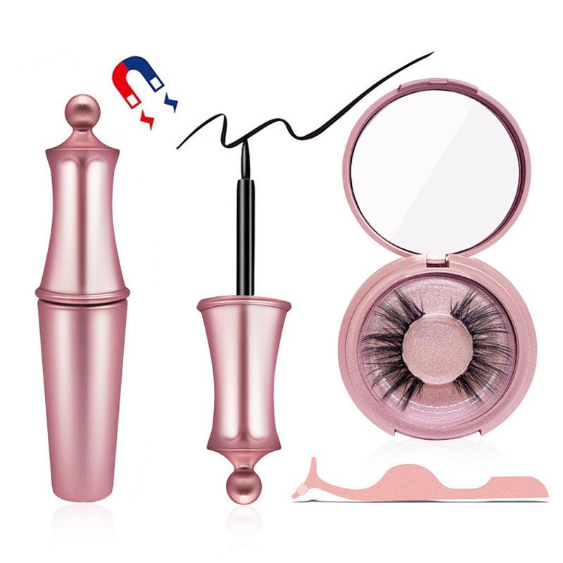 2pairs Magnetic False Lashes Extension Set with Tweezers and Eyeliner Kit