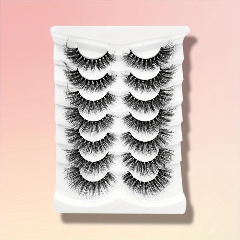 7 Pairs 3D Faux Mink False Eyelashes 16 18mm Thick Curling Lashes Extension