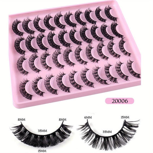 20 Pairs Fluffy 3D Mink Lashes for Daily Dating & Wedding Makeup