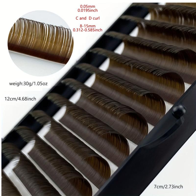 Brown Single Lashes Round Head 0.05C 0.05D 8-15mm Mixed Pack