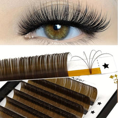 Brown Single Lashes Round Head 0.05C 0.05D 8-15mm Mixed Pack