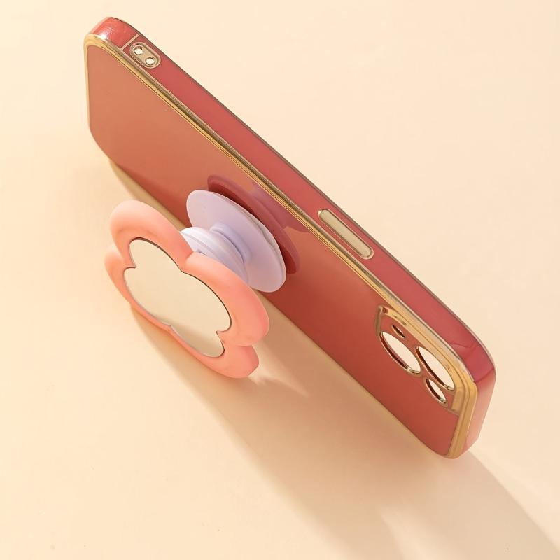 Pink Flower Compact Mirror Cosmetic Mobile Phone Air Cushion Bracket