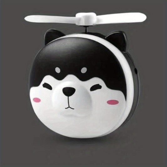 3 in 1 Compact Mirror Fan LED Light USB Rechargeable Cute Dog Head Shape