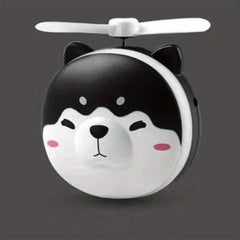3 in 1 Compact Mirror Fan LED Light USB Rechargeable Cute Dog Head Shape