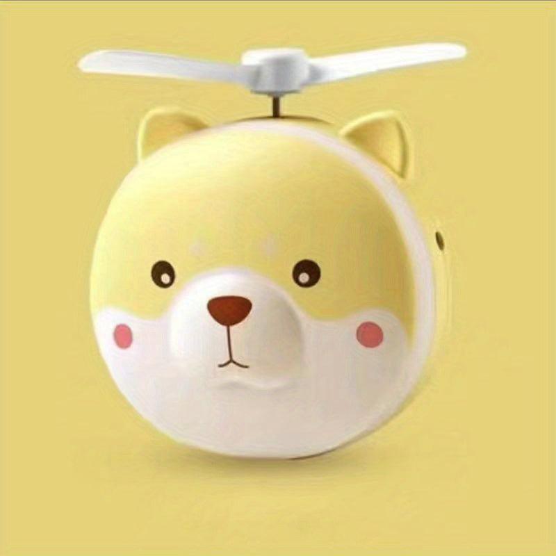 3 in 1 Compact Mirror Fan LED Light USB Rechargeable Cute Dog Head Shape