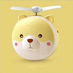 3 in 1 Compact Mirror Fan LED Light USB Rechargeable Cute Dog Head Shape