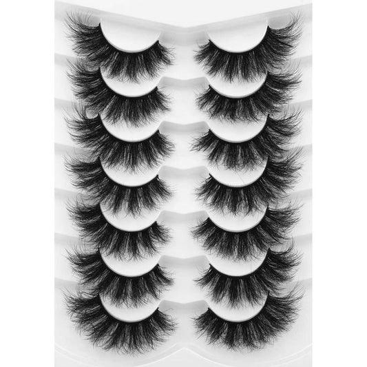 7 Pairs Fluffy Faux Mink False Eyelashes - Long Dramatic Cat Eye Lashes