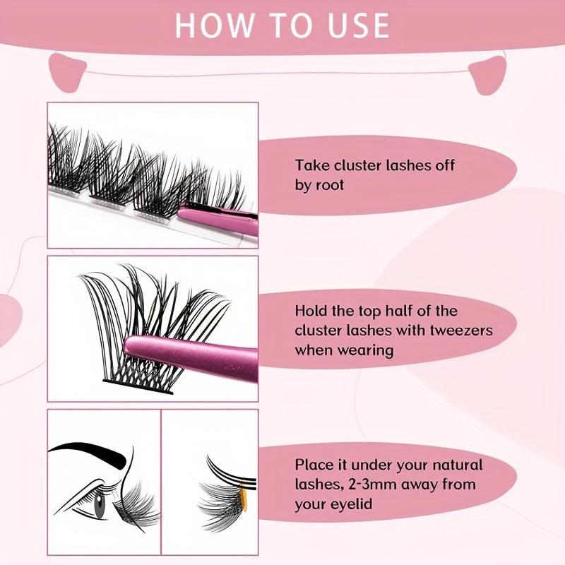 72 Lash Clusters DIY Eyelash Extensions D Curl Volume Individual Lashes 100 Wisp