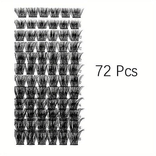 72 Pcs Individual Lash Clusters DIY Natural False Eyelashes C D Curl