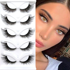 5 Pairs Cat Eye Lashes Fluffy Sexy Faux Mink False Eyelashes