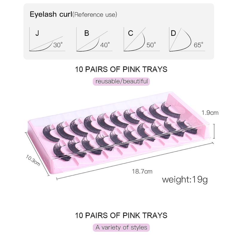 10 Pairs Fluffy 3D Mink DD Curl Lashes Natural Long Reusable Eyelash Extensions