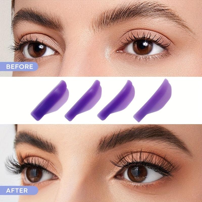8Pcs Silicone Eyelash Perming Curler Lash Lift Rods Beauty Tool Purple & Green