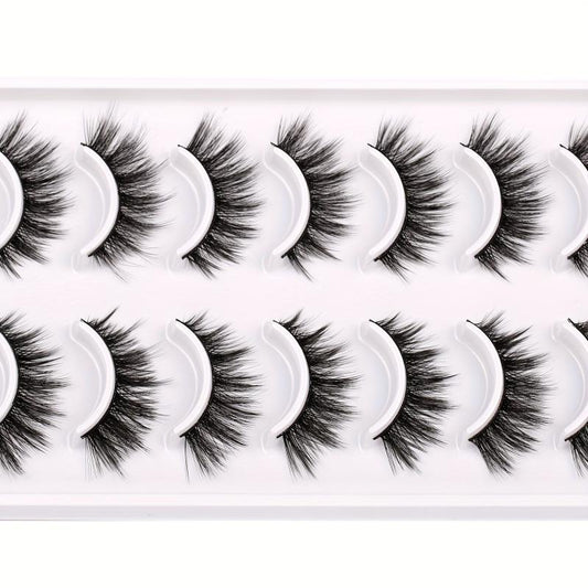 10 Pairs 3D Cat Eye False Eyelashes Faux Mink Lashes Fluffy Strip