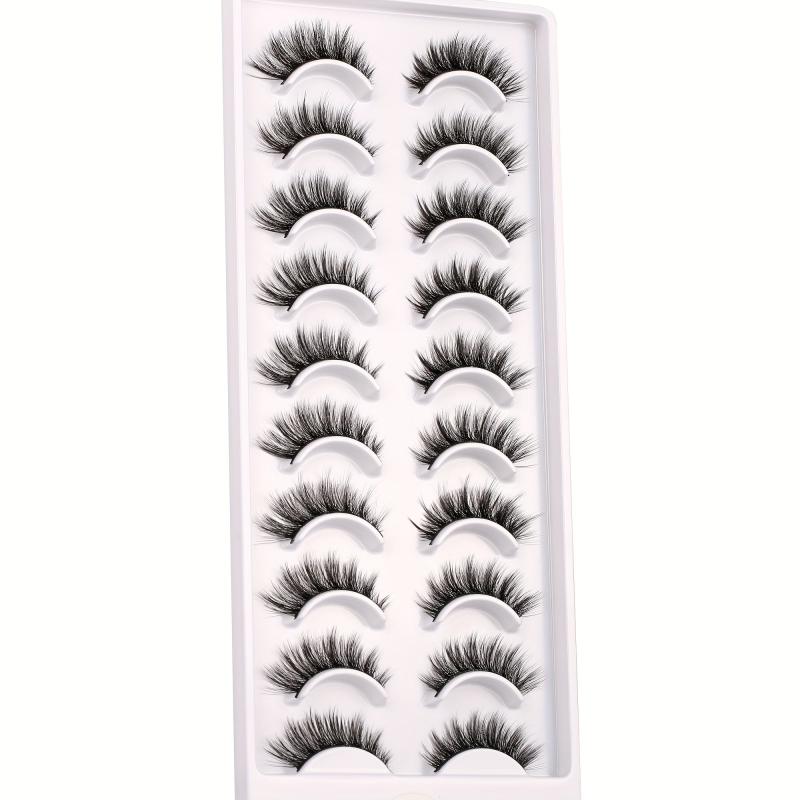 10 Pairs 3D Cat Eye False Eyelashes Faux Mink Lashes Fluffy Strip