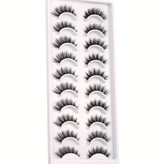 10 Pairs 3D Cat Eye False Eyelashes Faux Mink Lashes Fluffy Strip