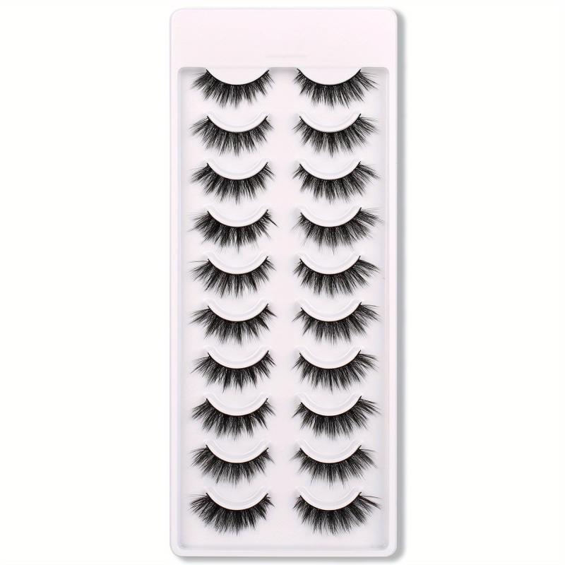 10 Pairs 3D Cat Eye False Eyelashes Faux Mink Lashes Fluffy Strip