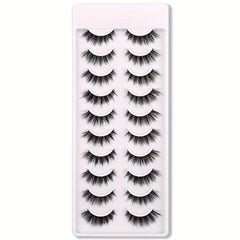 10 Pairs 3D Cat Eye False Eyelashes Faux Mink Lashes Fluffy Strip