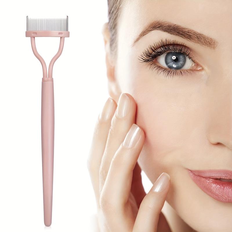 Pink Metal Eyelash Comb and Separator Tool for Women