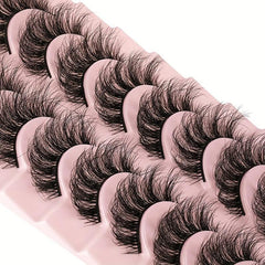 10 Pairs Fluffy Faux Mink Eyelashes for Party Makeup