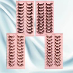 10 Pairs Natural Style Brown False Eyelashes Soft Fluffy Lightweight Reusable
