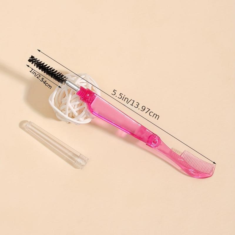 2-in-1 Folding Eyelash & Eyebrow Brush w/ Cap Pink