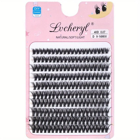 200 Clusters Soft Faux Mink Eyelash Ext. DIY Grafting 16mm Mixed Lengths