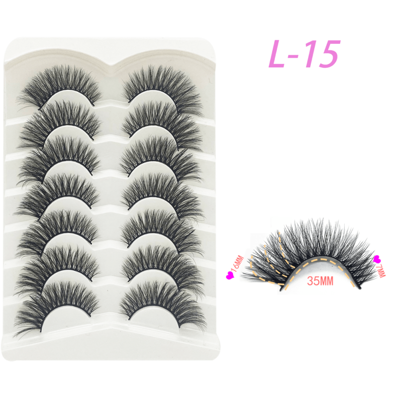 7 Pairs Faux Mink Cat Eye Eyelashes Natural Extension