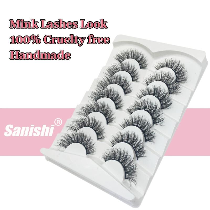 7 Pairs Faux Mink Cat Eye Eyelashes Natural Extension