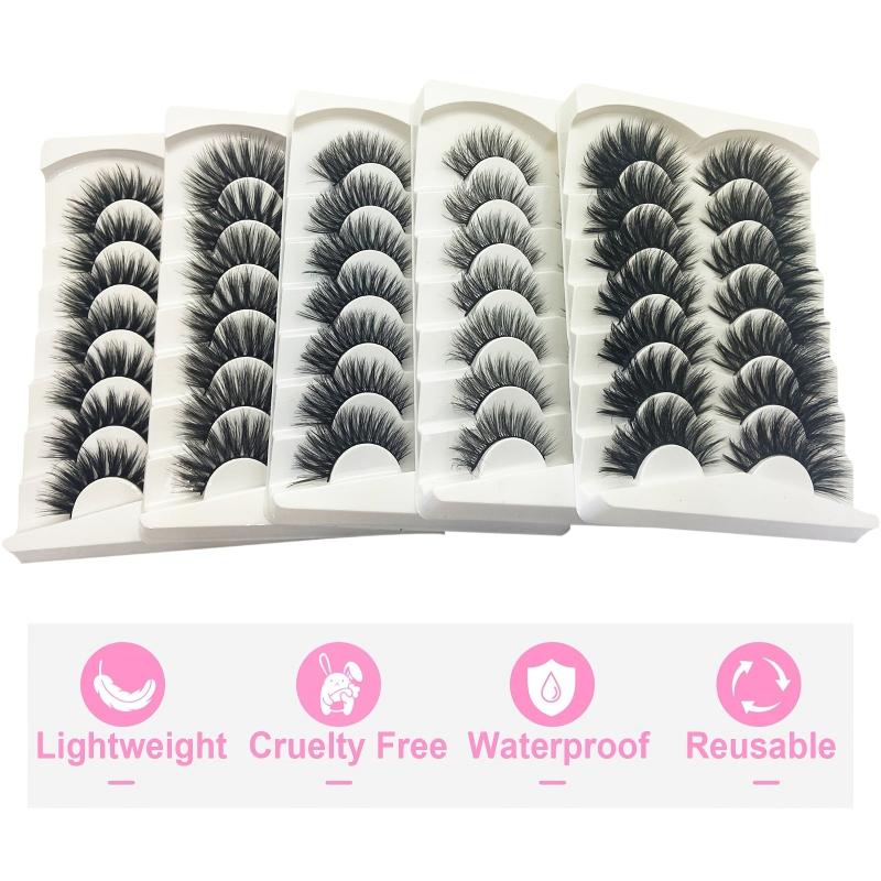 7 Pairs Faux Mink Cat Eye Eyelashes Natural Extension