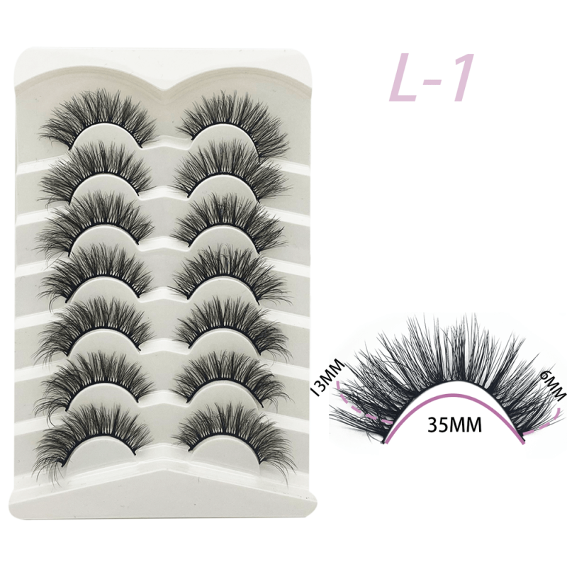 7 Pairs Faux Mink Cat Eye Eyelashes Natural Extension