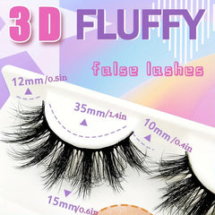 3 Pairs Fluffy 3D Mink Lashes Cruelty-Free Reusable Short Natural Eyelashes