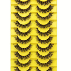 10 Pairs Faux Mink False Eyelashes Dramatic Fluffy Natural Long Makeup