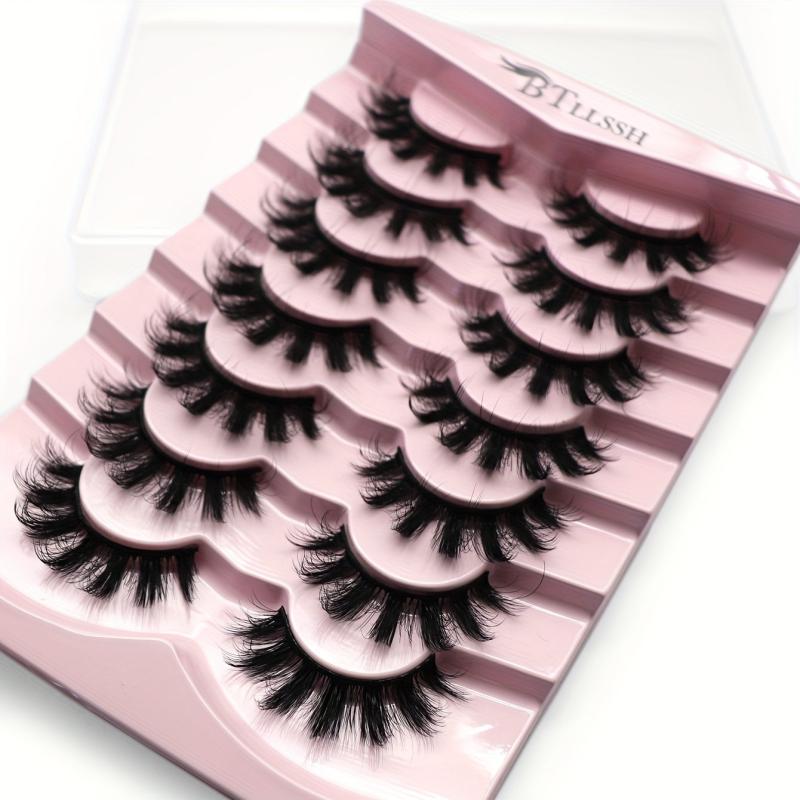 7 Pairs 18mm Full Strip Thick False Eyelashes Daily Cat Round Eye Slender