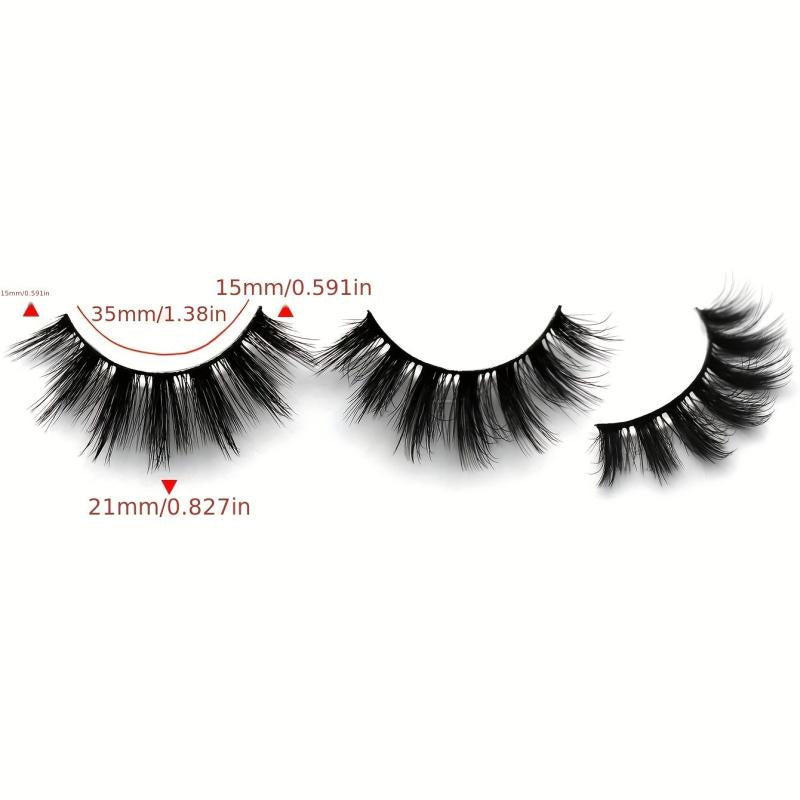 7 Pairs 18mm Full Strip Thick False Eyelashes Daily Cat Round Eye Slender
