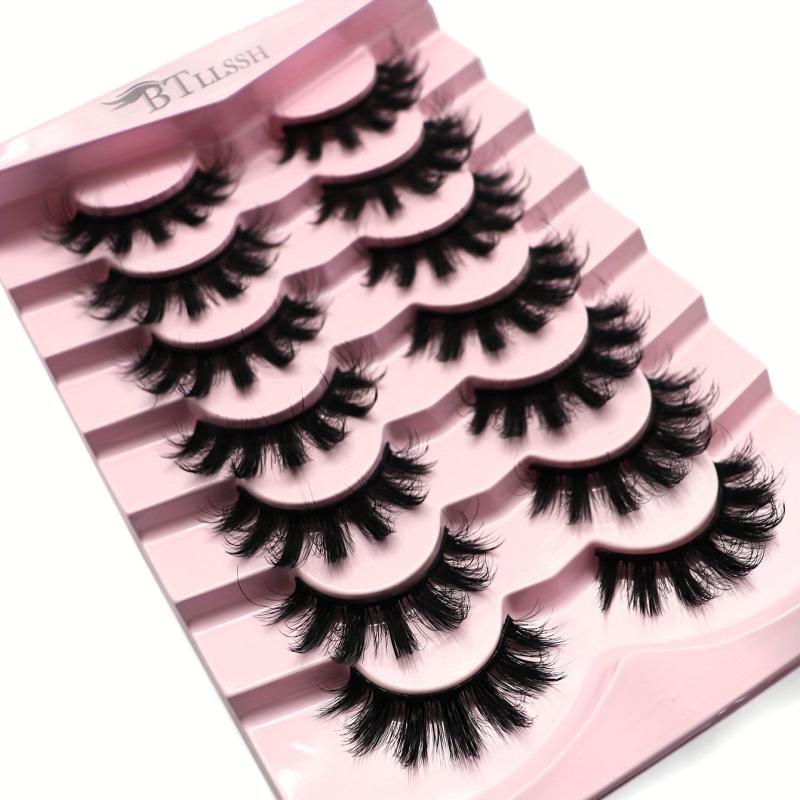 7 Pairs 18mm Full Strip Thick False Eyelashes Daily Cat Round Eye Slender