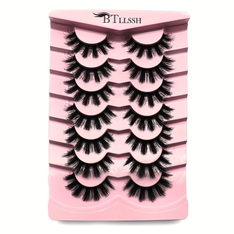 7 Pairs 18mm Full Strip Thick False Eyelashes Daily Cat Round Eye Slender