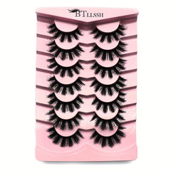 7 Pairs 18mm Full Strip Thick False Eyelashes Daily Cat Round Eye Slender