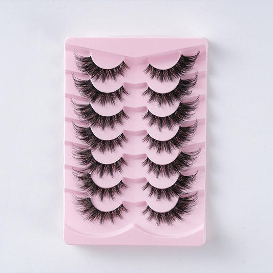 7 Pairs Cat Eye False Eyelashes Winged Thick Slanted Little Devil Style Lashes