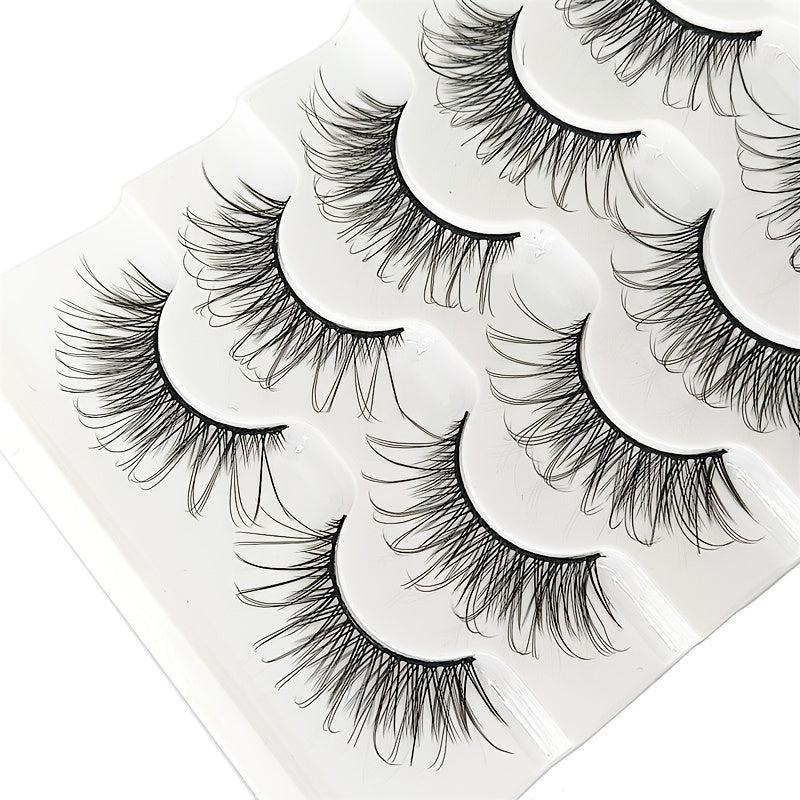 Faux Mink Eyelashes 5 Pairs Soft Reusable Light Volume Extensions