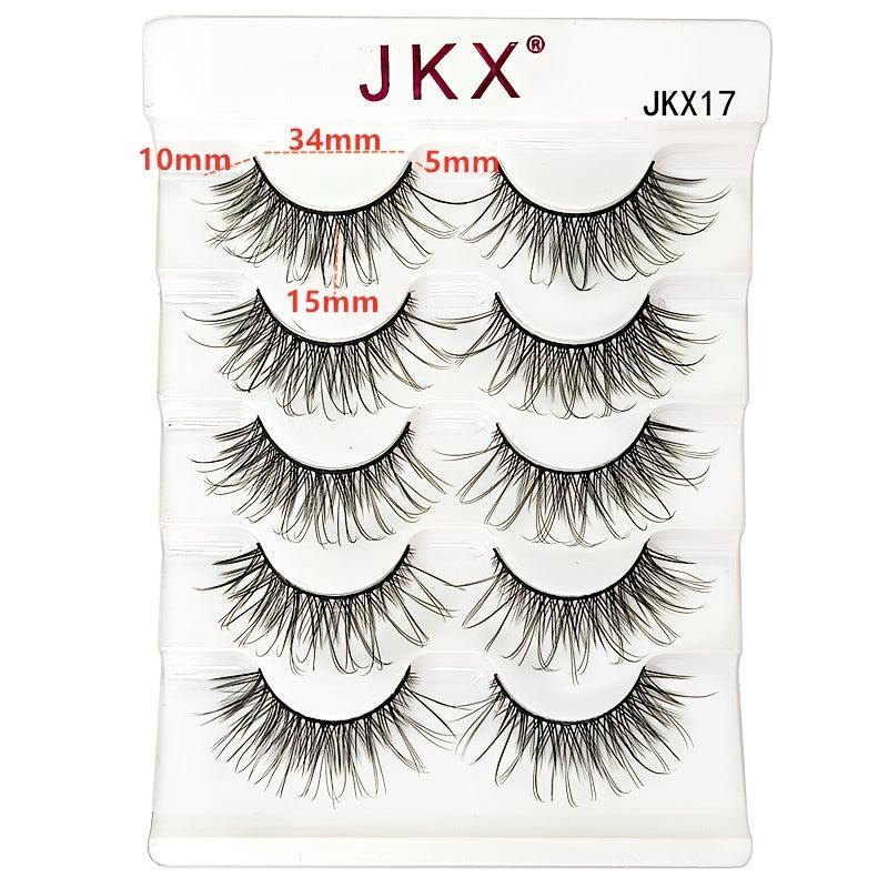 Faux Mink Eyelashes 5 Pairs Soft Reusable Light Volume Extensions