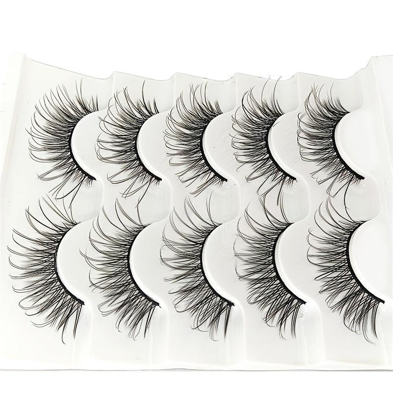 Faux Mink Eyelashes 5 Pairs Soft Reusable Light Volume Extensions