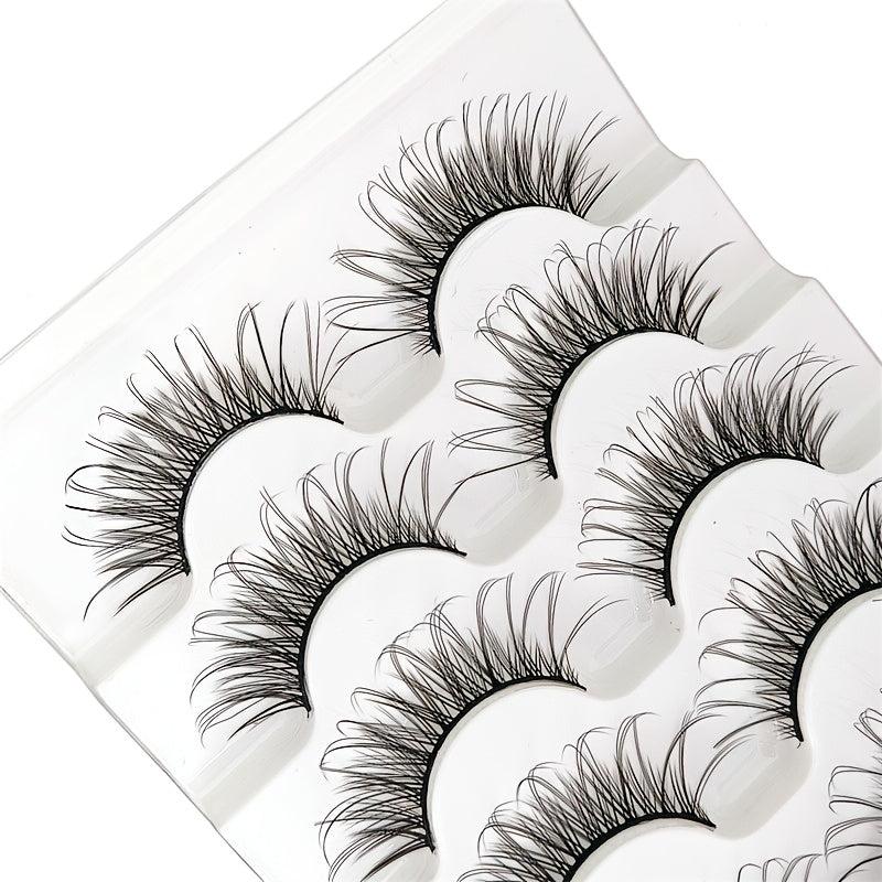 Faux Mink Eyelashes 5 Pairs Soft Reusable Light Volume Extensions