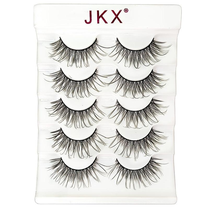Faux Mink Eyelashes 5 Pairs Soft Reusable Light Volume Extensions