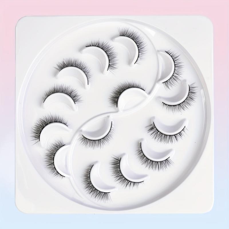 7 Pairs False Eyelashes Lengthening Natural Cross Lashes J Curling