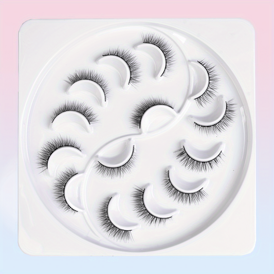 7 Pairs False Eyelashes Lengthening Natural Cross Lashes J Curling