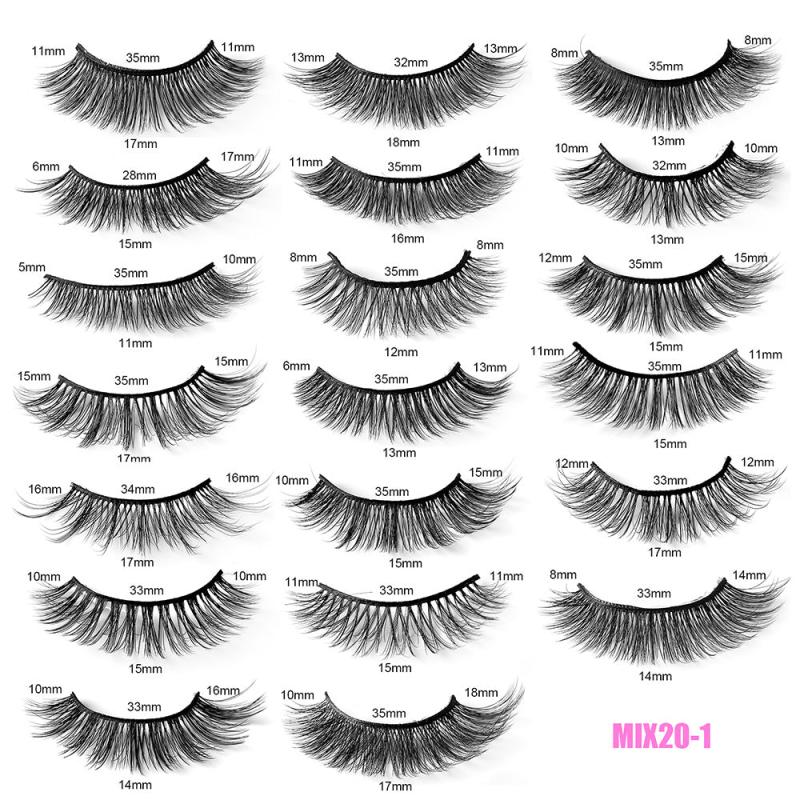 20 Pairs 3D Faux Mink Lashes False Eyelashes Dramatic Volume Extension Makeup