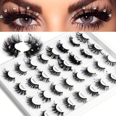 Glitter Rhinestone False Eyelashes with Thick Layer for Stage Performance